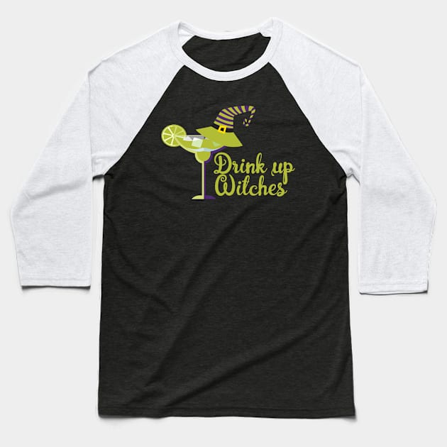 Halloween Humor Drink Up Witches Baseball T-Shirt by Ricaso